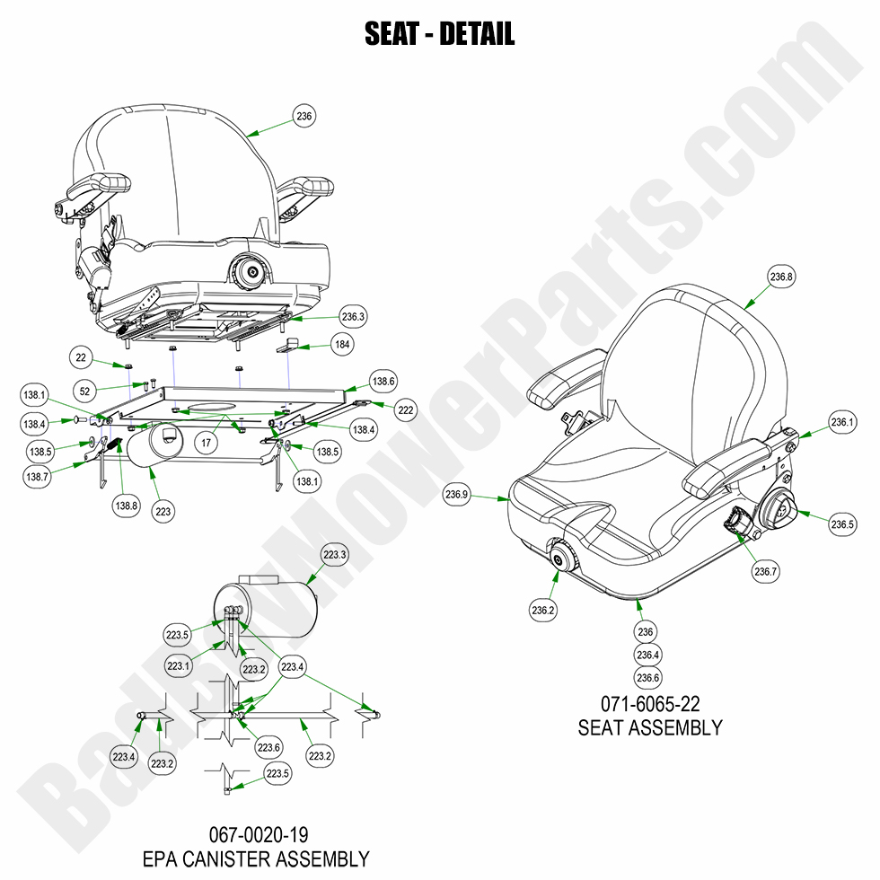 3245 - Bad Boy Mower Parts Lookup > 2023 > Rogue > Seat - Detail